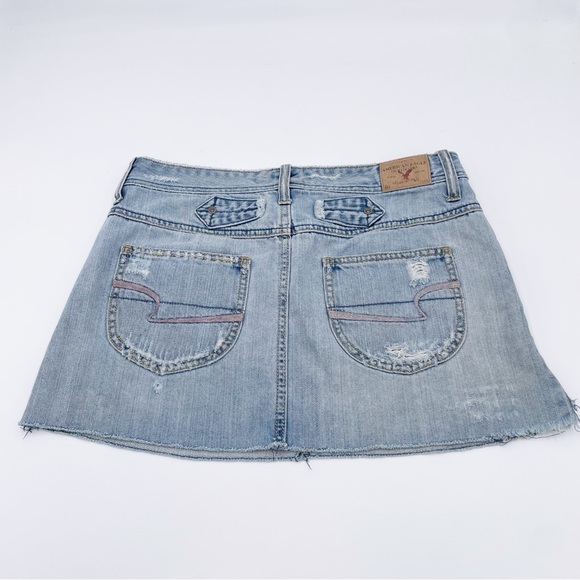 American Eagle Y2K 2000s Distressed Patchwork Denim Micro Mini Skirt Low Rise 6 - Picture 8 of 12